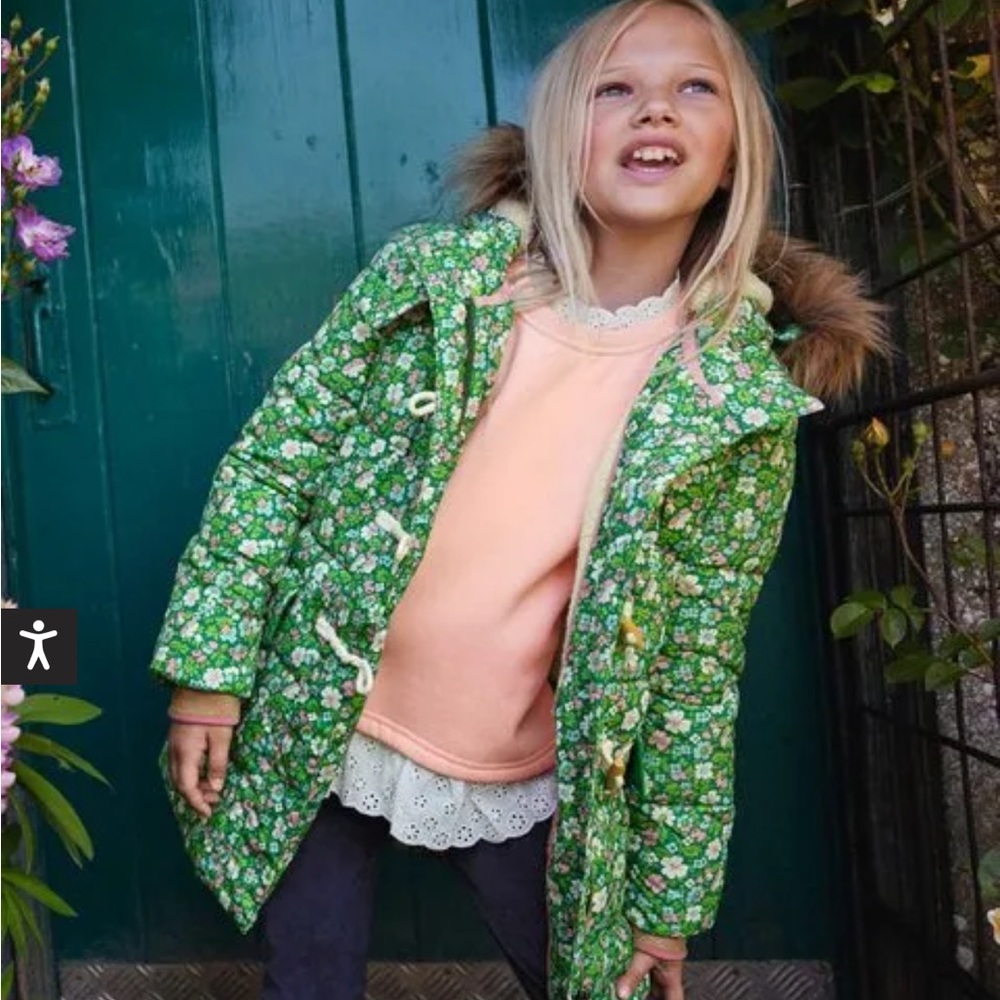 Boden Green Floral Coat